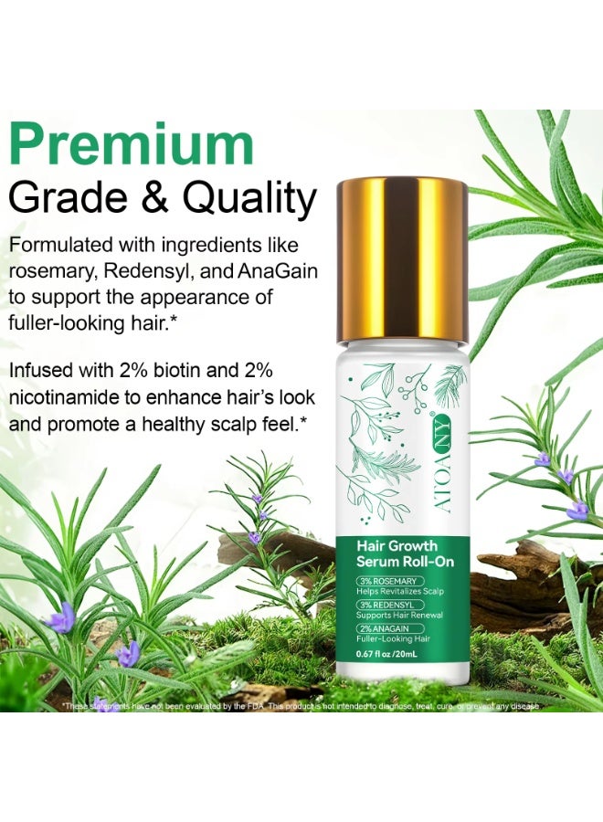 ATOANY Hair Growth Serum Roll on with Rosemary Promotes Hair Regrowth and Slows Hair Loss Thicker and Stronger Hair Growth Prevents Hair Fall and Stimulates Hair Follicles Rosemary Hair Serum 20ml - Image 3